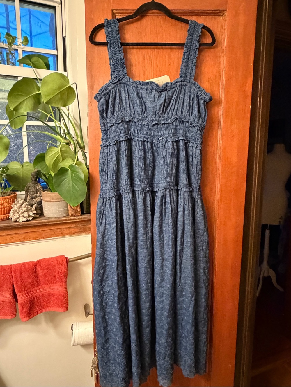 Gap × DÔEN Midi Blue Eyelet Denim Dress Size Large NWT - Picture 15 of 16